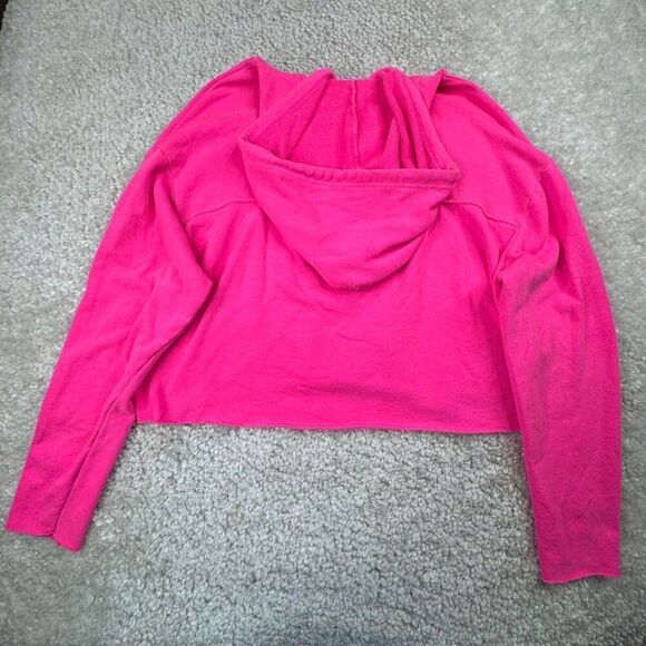 Victoria's Secret Pink Cut Out Back Cropped Hoodie Hot Pink - Picture 2 of 7